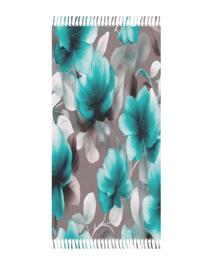 Tif Green Gray Floral Bunch 38" × 81" Boho Beach Cloth