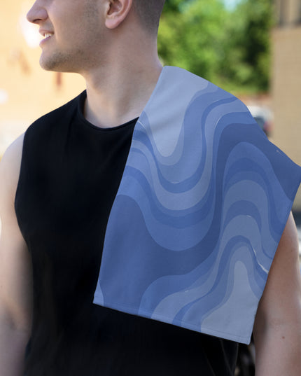 Deep Blue Wavey Rally Towel, 11" x 18"