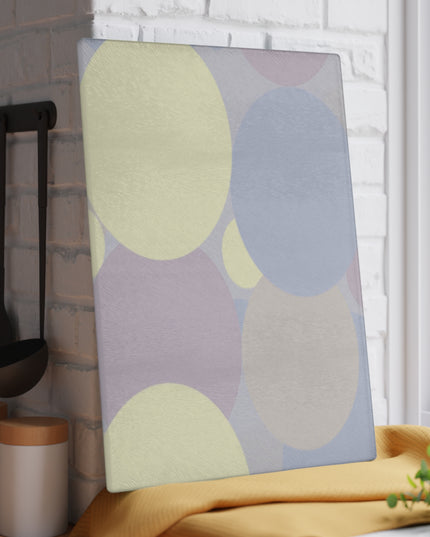 Pastel Soft Blue and Soft White Patches 11" x 15" Glass Cutting Board