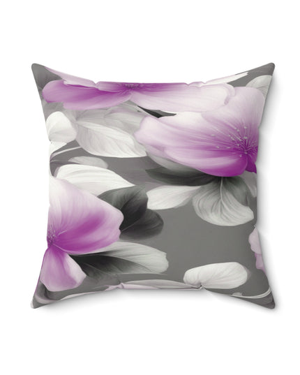 Purple Blossom Floral Bunch Faux Suede Square Pillow, 18" x 18"