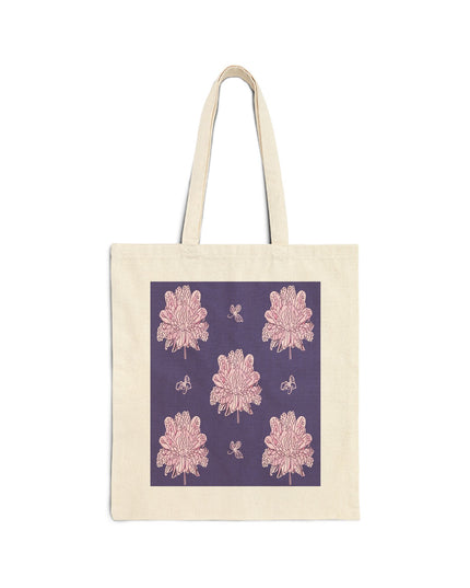 Magenta Floral Butterflies Cotton Canvas Tote Bag