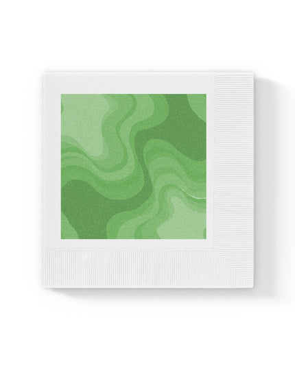 Greenie Meanie Wavey White Coined Napkins, 6.5" x 6.5"