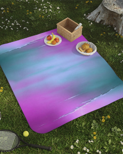 Dark Blue Green Sea Purple Fog 61" × 51" Picnic Blanket