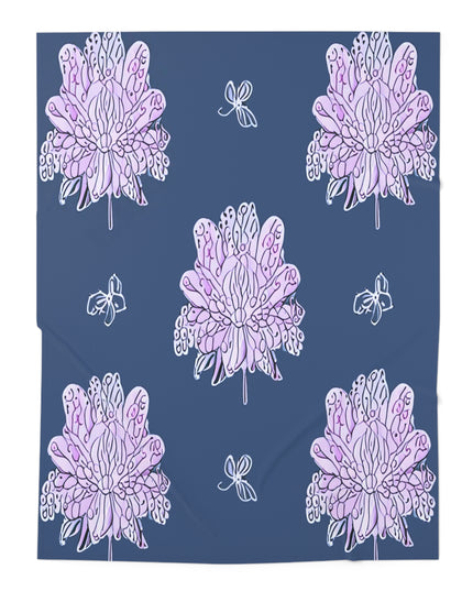 Purple White Floral Butterflies Baby Swaddle 30″×40″ Blanket