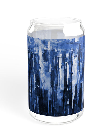 Striped Deep Blue Sipper Glass, 16oz