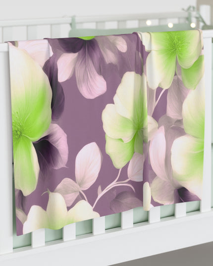 Lime Lavender Floral Bunch Baby Swaddle 30″×40″ Blanket