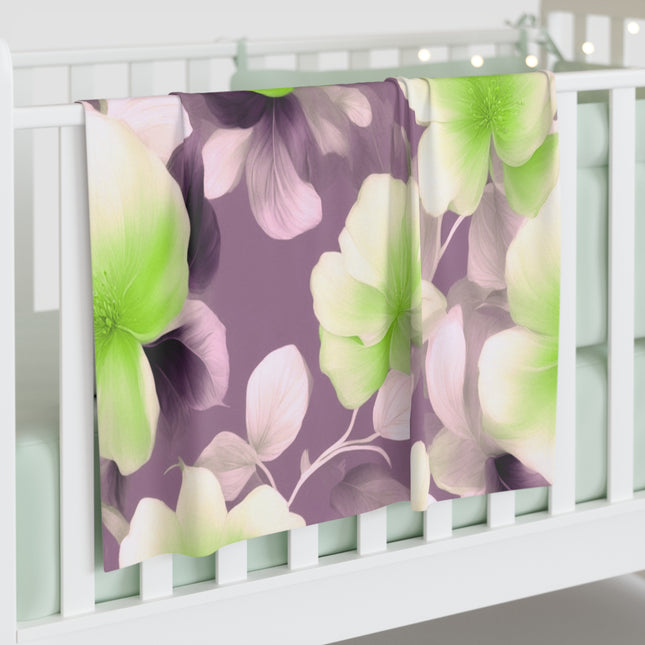 Lime Lavender Floral Bunch Baby Swaddle 30″×40″ Blanket