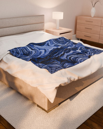 Uzi Spiral Deep Blue Velveteen Plush Blanket, 50" x 60"