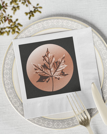 Soft Maple Leaf White Coined Napkins, 6.5" x 6.5"