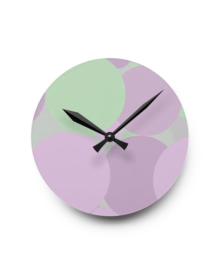Pastel Lavender Purple and Soft Green Patches Acrylic Round Wall Clock, 8" x 8"
