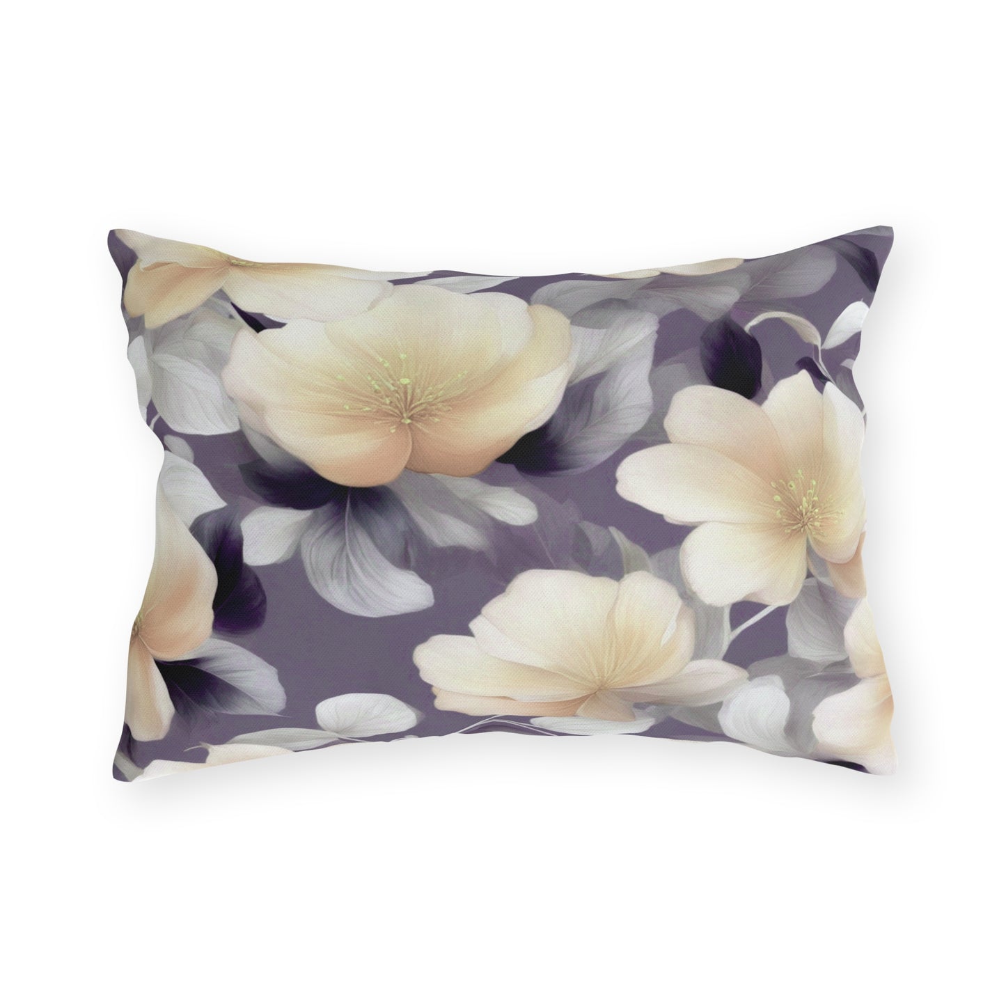 White Blush Floral Bunch Outdoor Pillow, 20" x 14"