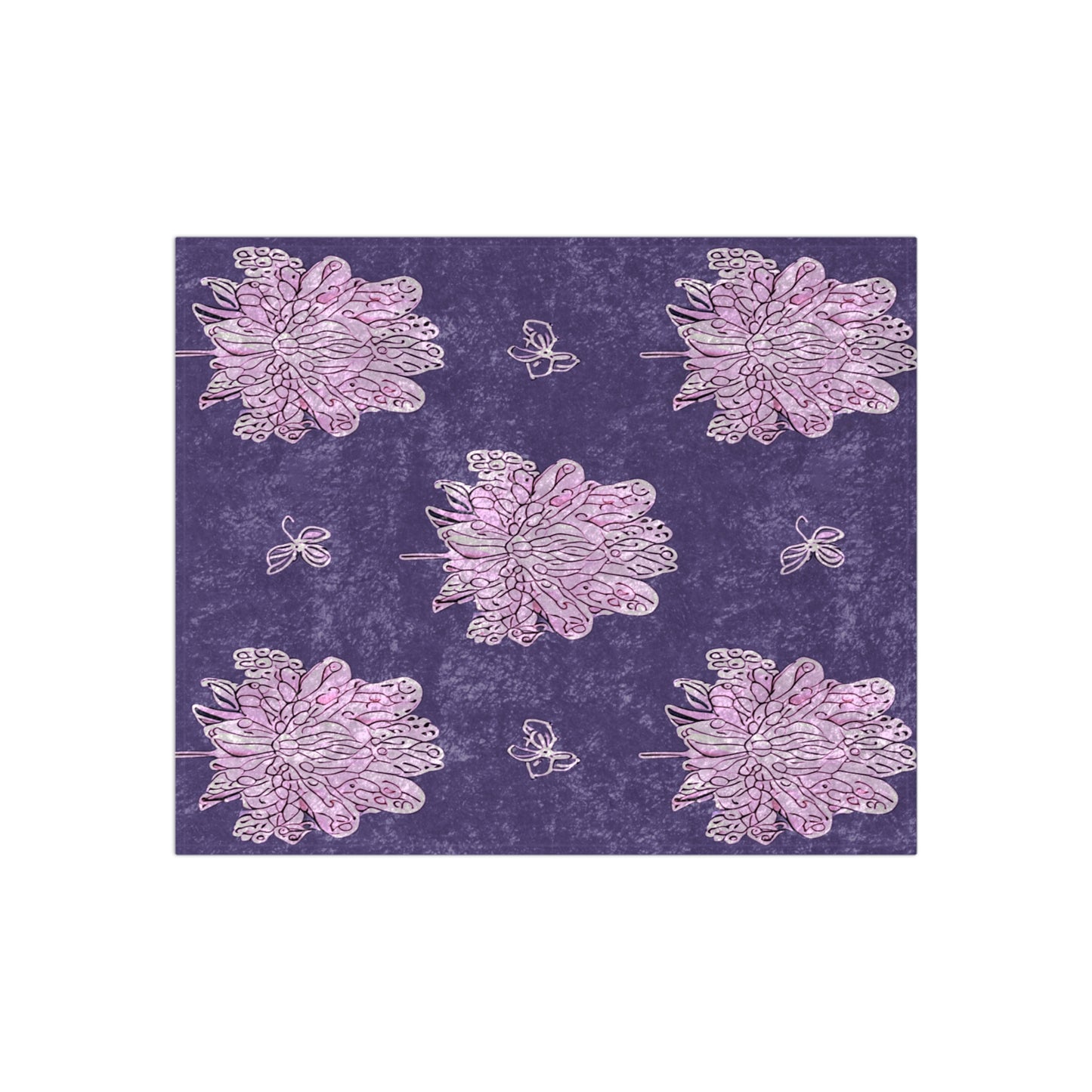 Magenta Floral Butterflies 50" x 60" Crushed Velvet Blanket