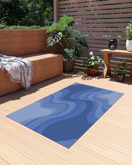 Deep Blue Wavey 36" x 60" Outdoor Rug