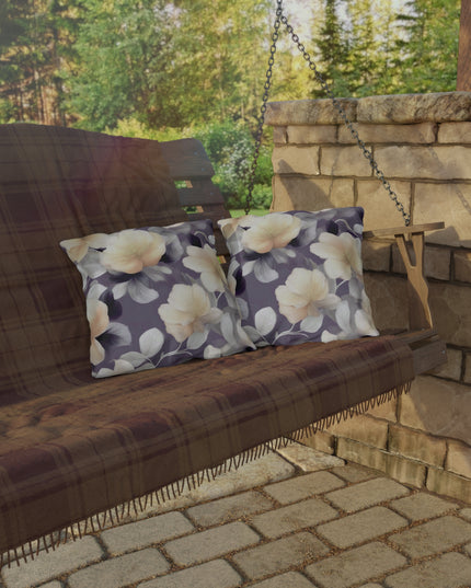White Blush Floral Bunch Outdoor Pillow, 16" x 16"