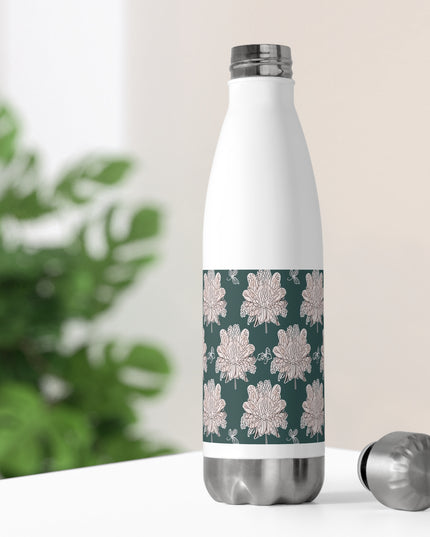 Soft White Floral Butterflies 20oz Insulated Water Bottle