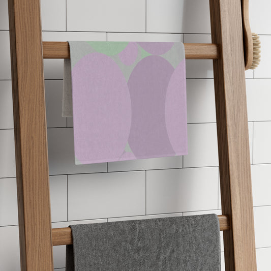 Pastel Lavender Purple and Soft Green Patches Rally Towel, 11" x 18"