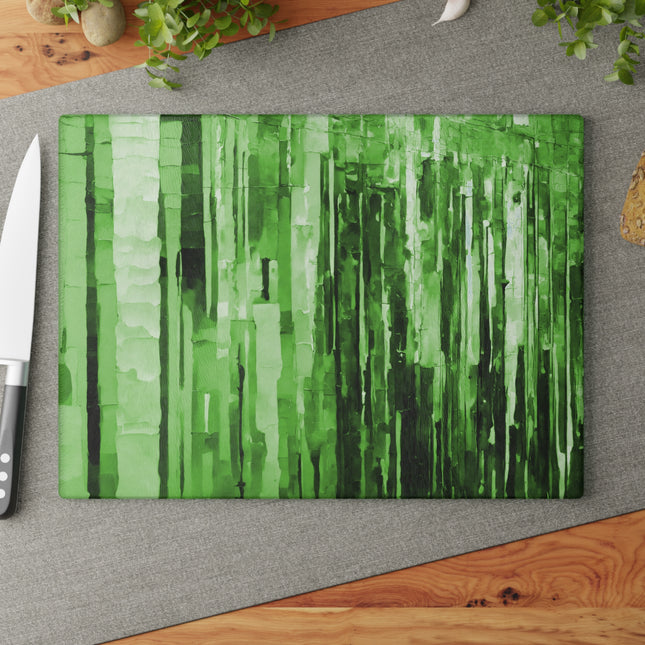 Striped Mint 11" x 15" Glass Cutting Board