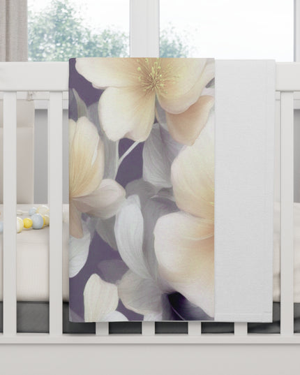 White Blush Floral Bunch Soft Fleece Baby Blanket, 30" x 40"