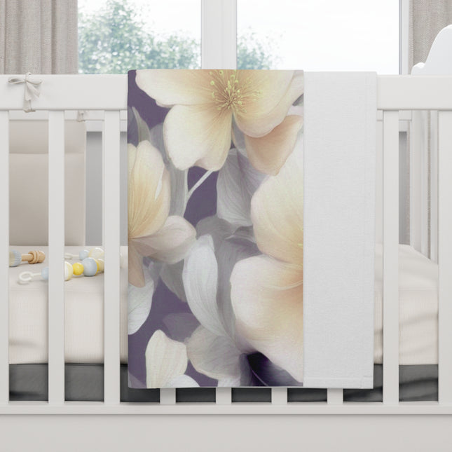 White Blush Floral Bunch Soft Fleece Baby Blanket, 30" x 40"