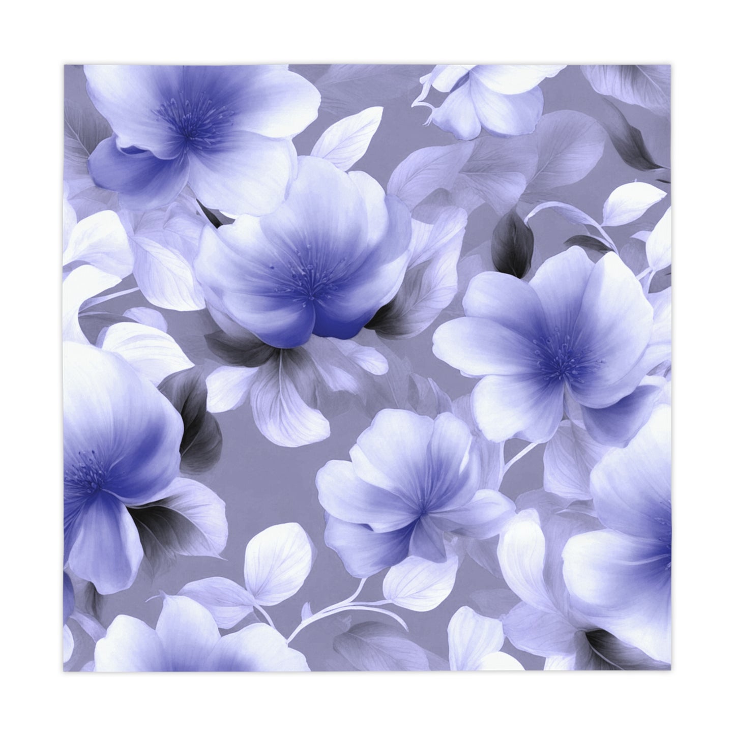 Indigo Blossom Floral Bunch Tablecloth, 55" x 55"