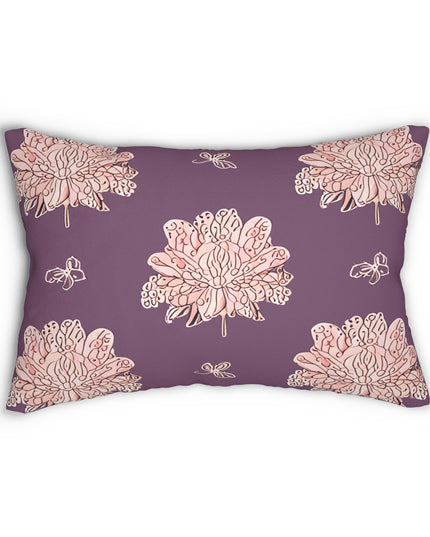 Pink Floral Butterflies Spun Polyester Lumbar Pillow, 20" x 14"