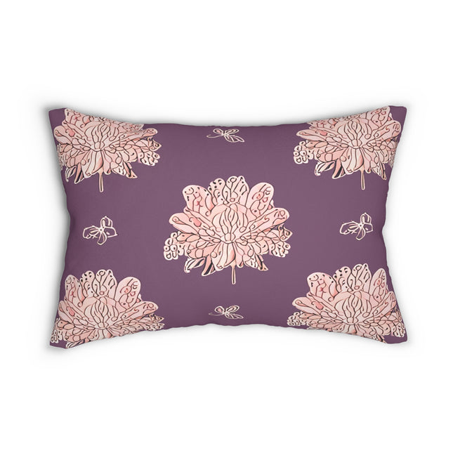 Pink Floral Butterflies Spun Polyester Lumbar Pillow, 20" x 14"