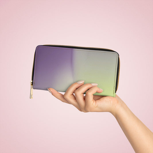 Purple Golden Fade Elegant Abstract Zipper Wallet - Stylish & Functional Accessory for Everyday Use