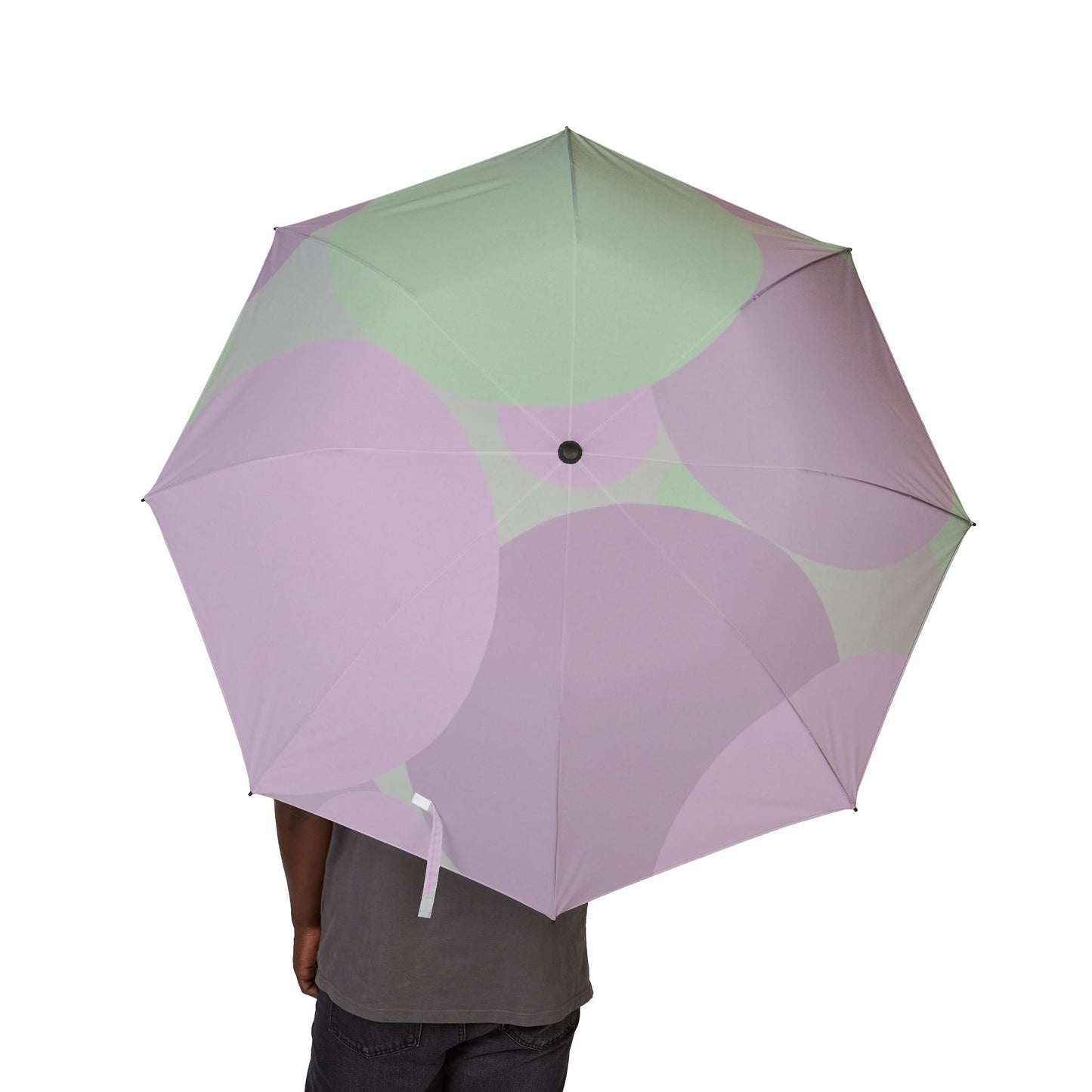 Pastel Lavender Purple and Soft Green Patches Foldable Umbrella - Compact & Chic