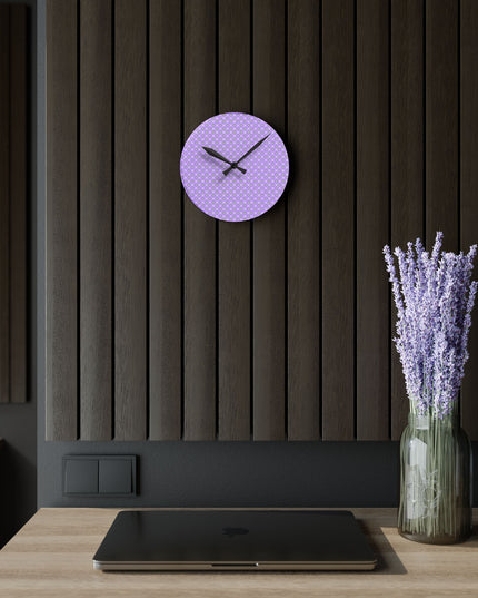 Lavender Star-crossed Bodies Acrylic Round Wall Clock, 8" x 8"