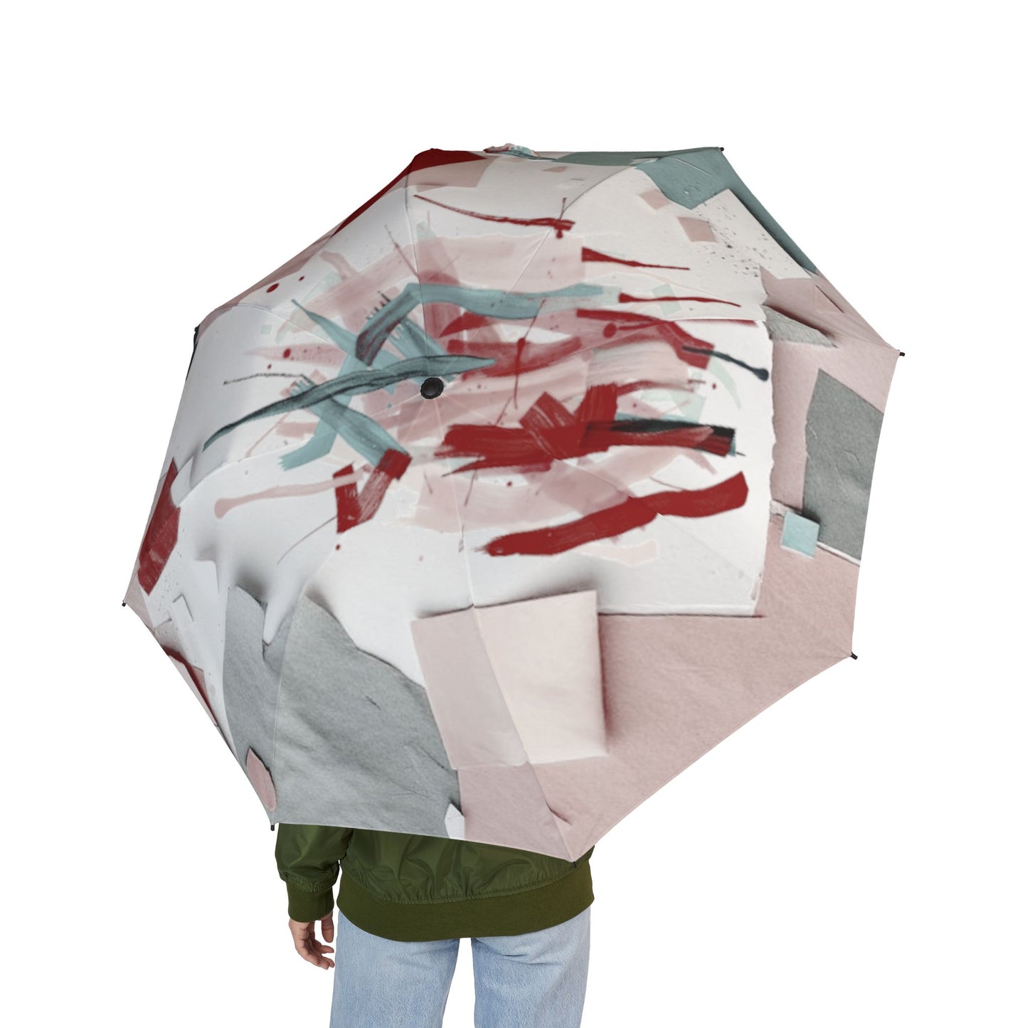 Light Pink Paper Paint Foldable Umbrella - Compact & Chic