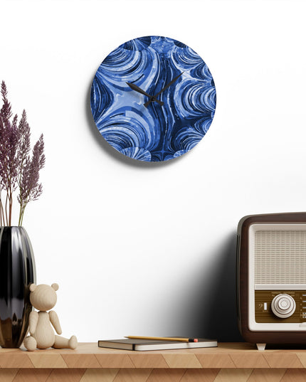 Uzi Spiral Deep Blue Acrylic Wall Clock, Round or Square, 10.75" x 10.75"