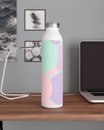 Pastel Peach and Soft Green Patches Slim Water Bottle, 20 oz White