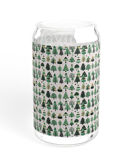 Mini Vintage Green Trees Sipper Glass, 16oz