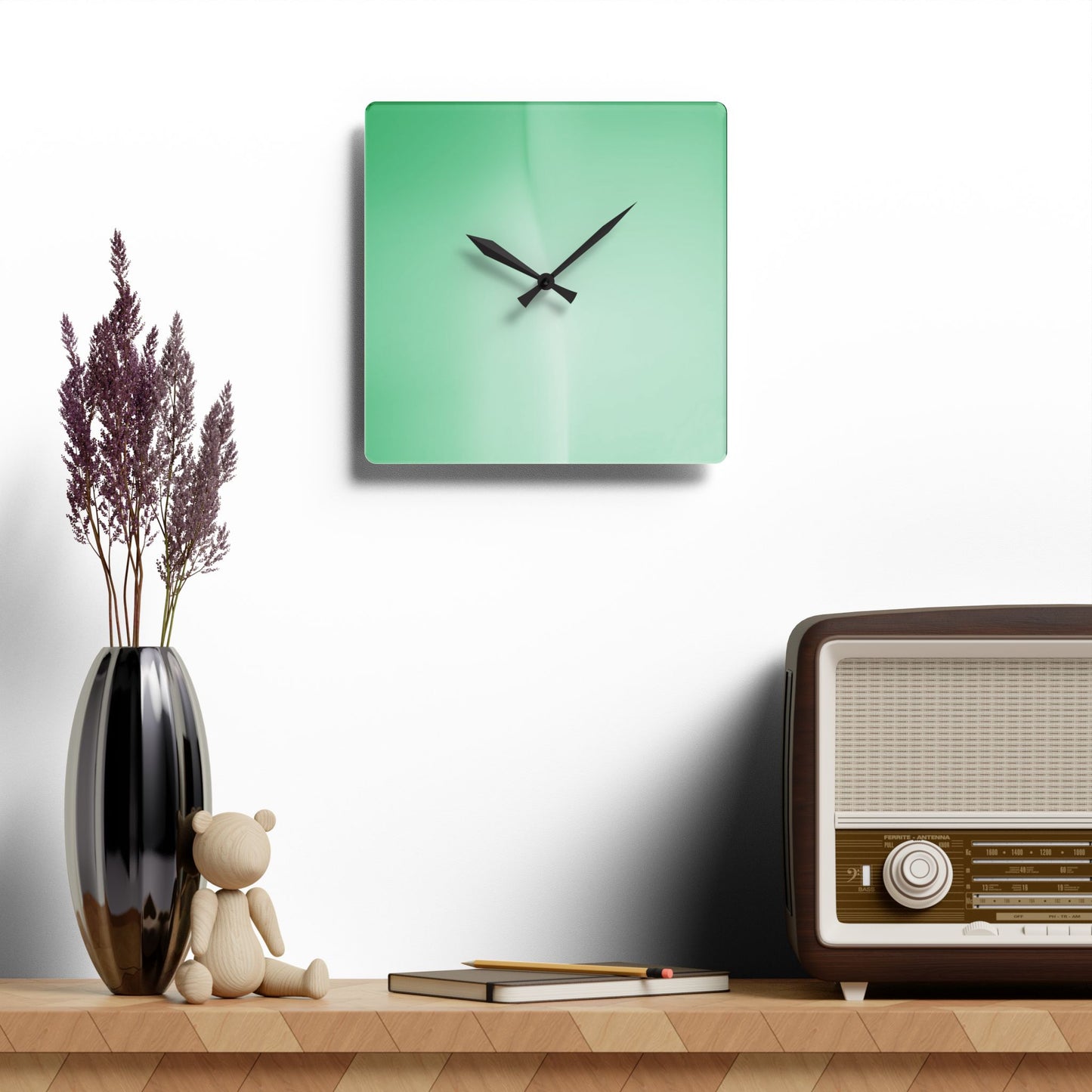 Mint Fade Acrylic Wall Clock, Round or Square, 10.75" x 10.75"
