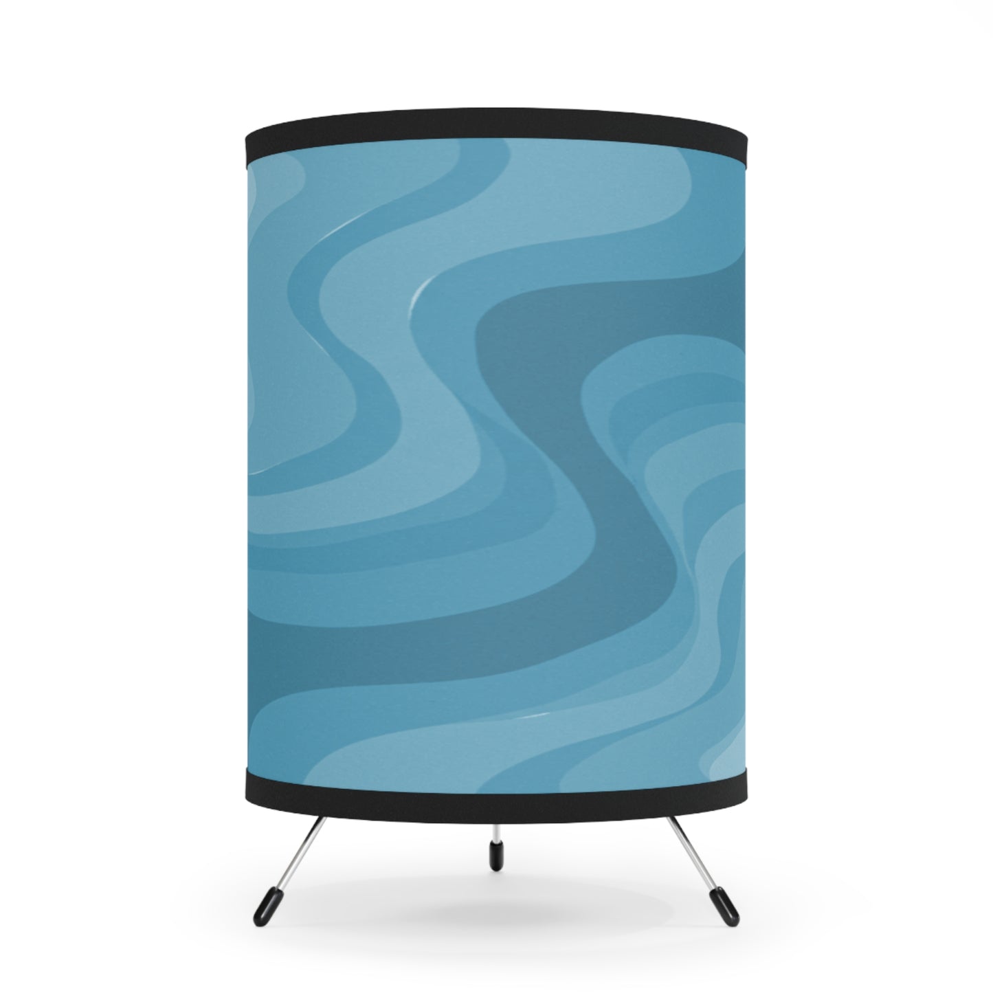 Sky Blue Wavey Tripod Lamp with High-Res Printed Shade, US\CA plug