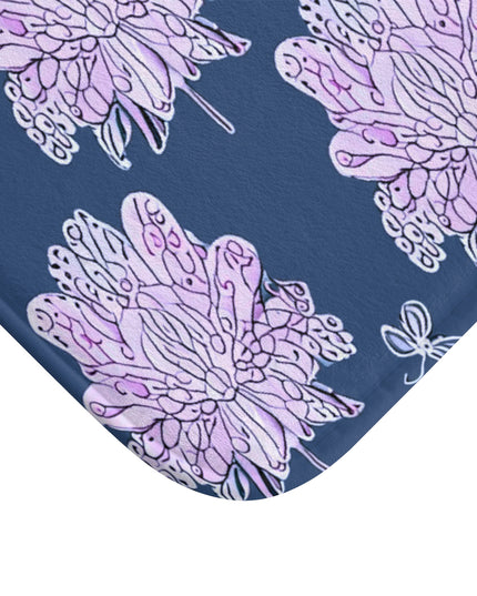 Purple White Floral Butterflies 34" x 21" Bath Mat