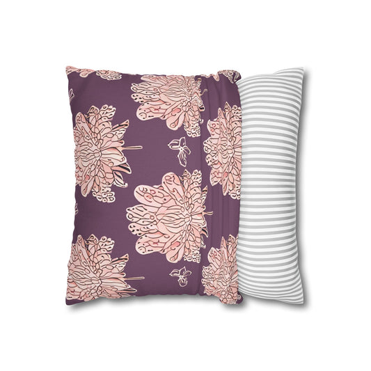 Pink Floral Butterflies Spun Polyester Square Pillowcase, 14" x 14"