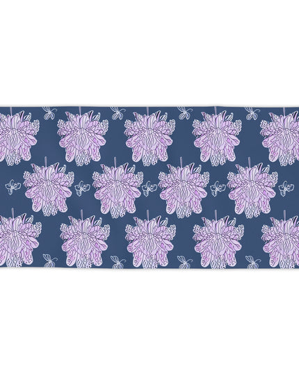 Purple White Floral Butterflies Beach Towel, 30" x 60"