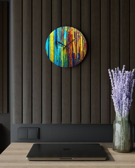 Striped Alpha Acrylic Wall Clock, Round or Square, 10.75" x 10.75"