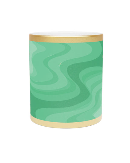Mint Green Wavey 11 oz Metallic Mug (Silver\Gold)