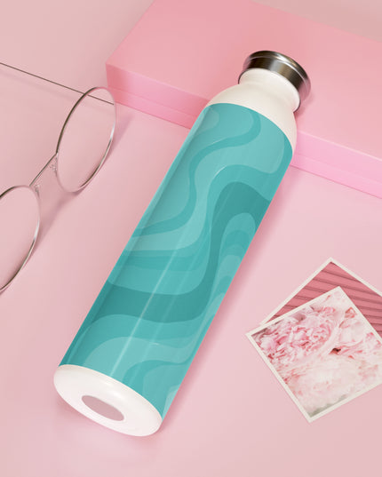 Tif Green Wavey Slim Water Bottle, 20 oz White