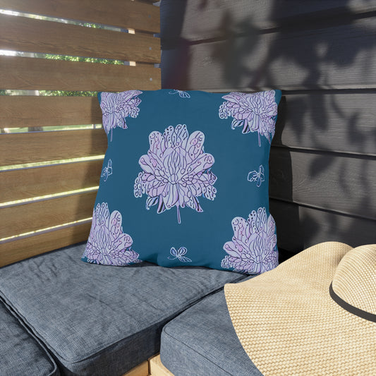 Lavender Floral Butterflies 18" x 18" Outdoor Pillow