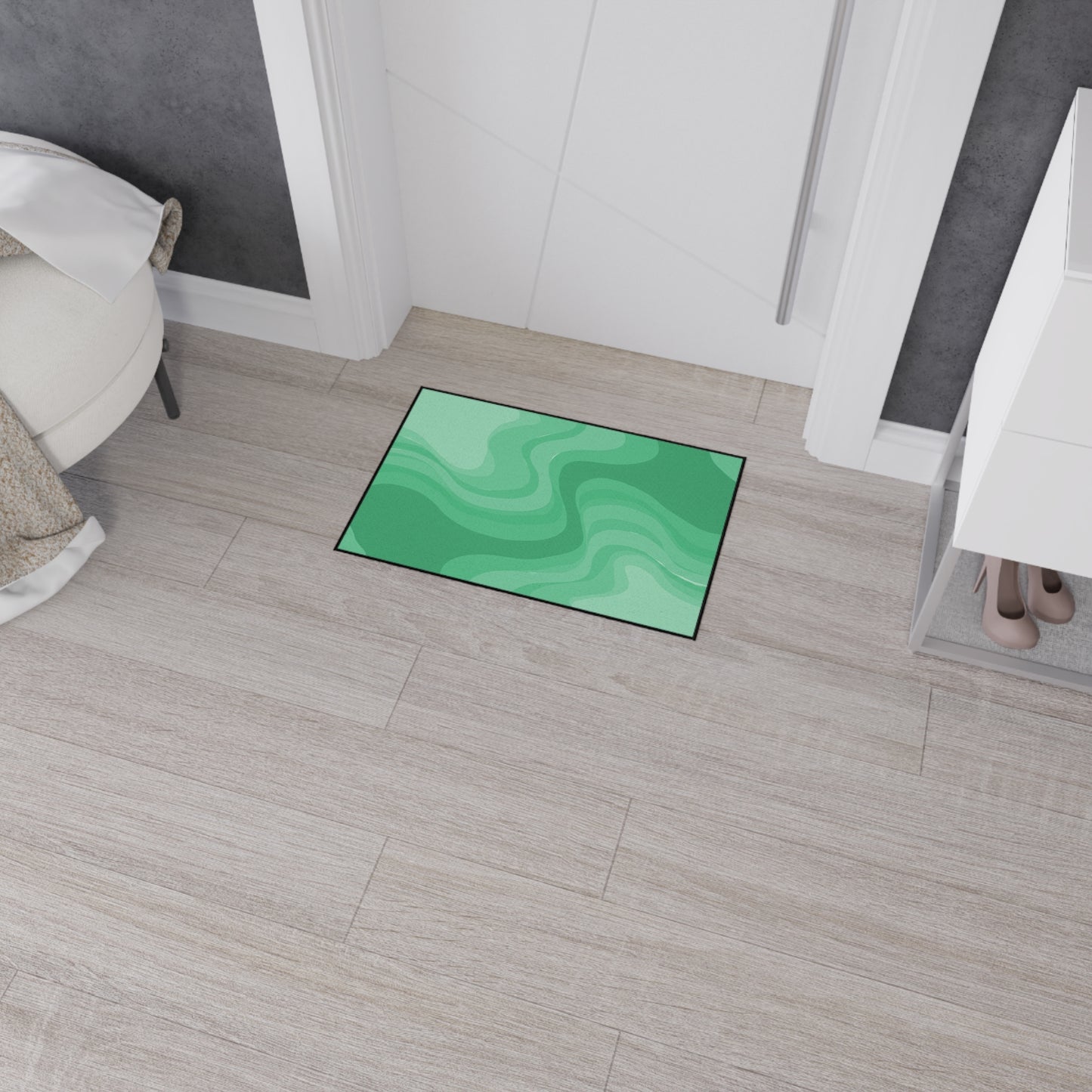 Mint Green Wavey 18" x 27" Heavy Duty Floor Mat
