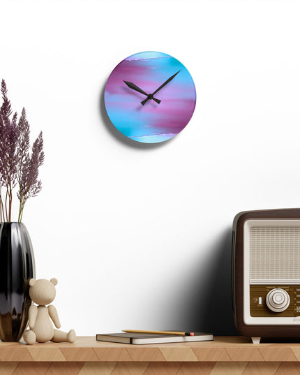 Wine Sea Blue Fog Acrylic Round Wall Clock, 8" x 8"