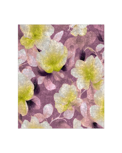 Lemon Blossom Floral Bunch Crushed Velvet Blanket, 50" x 60"
