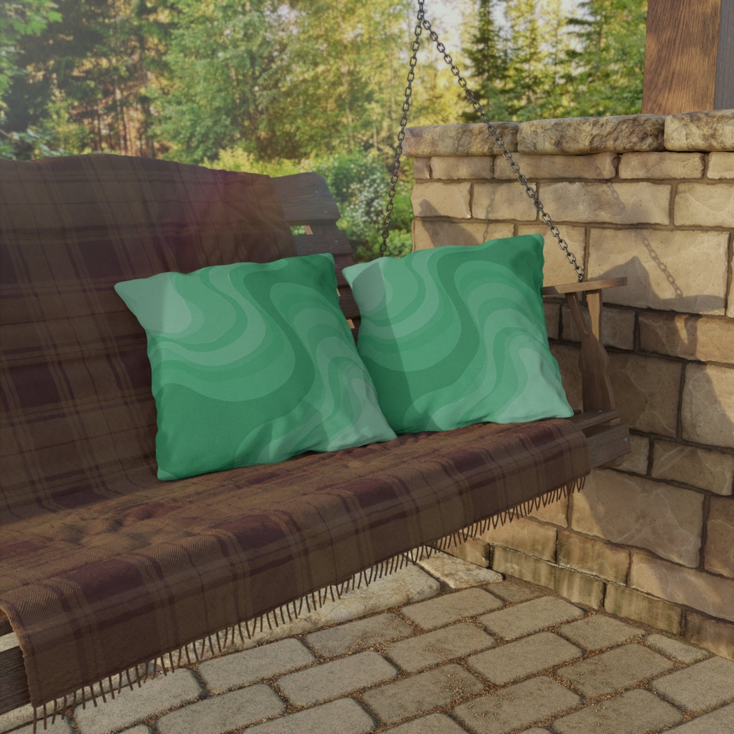 Mint Green Wavey 18" x 18" Outdoor Pillow