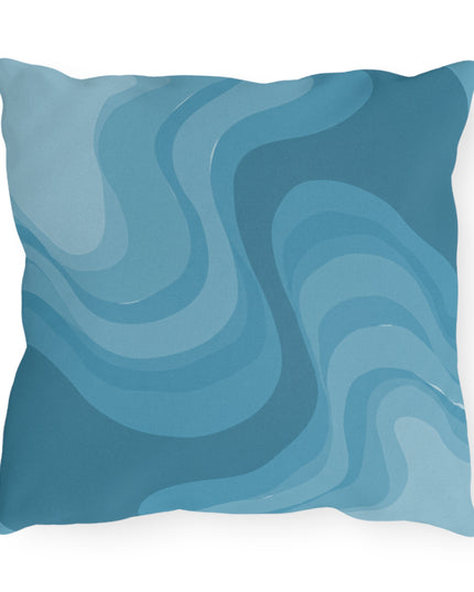 Sky Blue Wavey 16" x 16" Outdoor Pillow