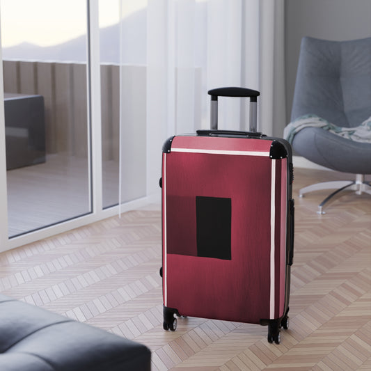 Red Shadow Medium Suitcase with built in lock, 4 double-wheels, telescopic handle, and ABS back hard-shell