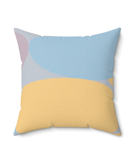 Pastel Baby Blue and Peach Patches 18" x 18" Faux Suede Square Pillow