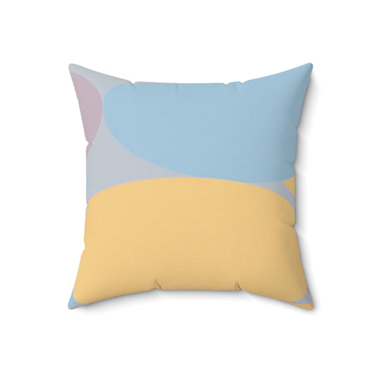 Pastel Baby Blue and Peach Patches 18" x 18" Faux Suede Square Pillow